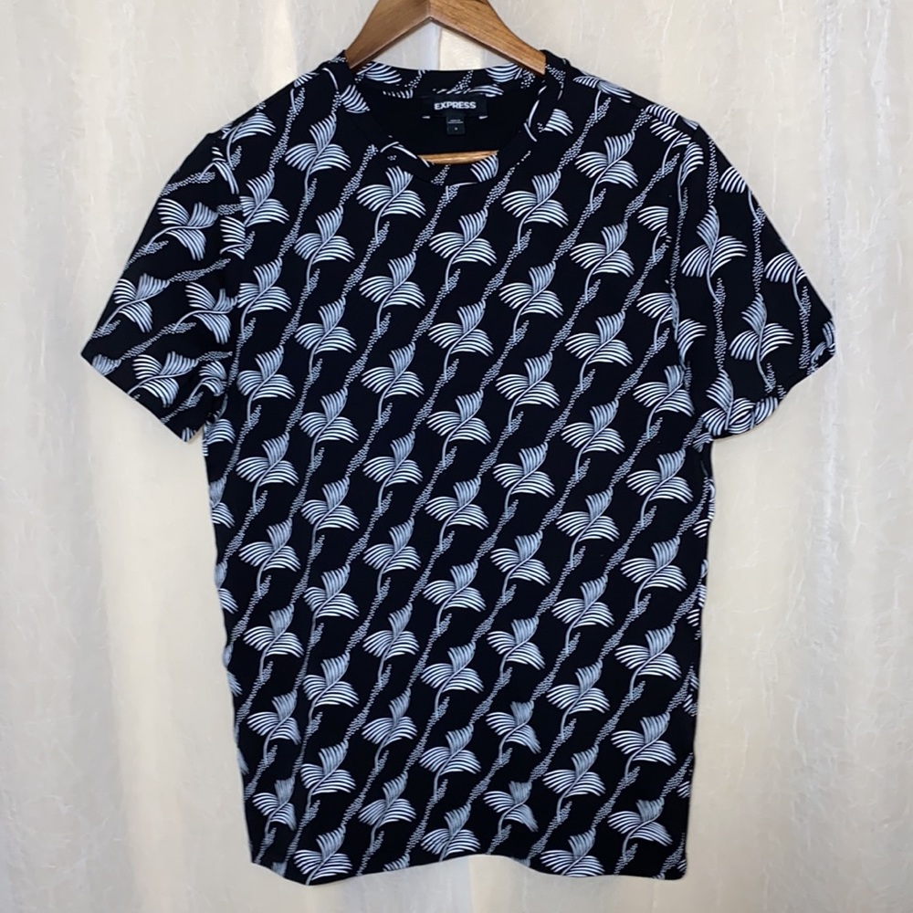 Express mens t shirt black with white design NWT